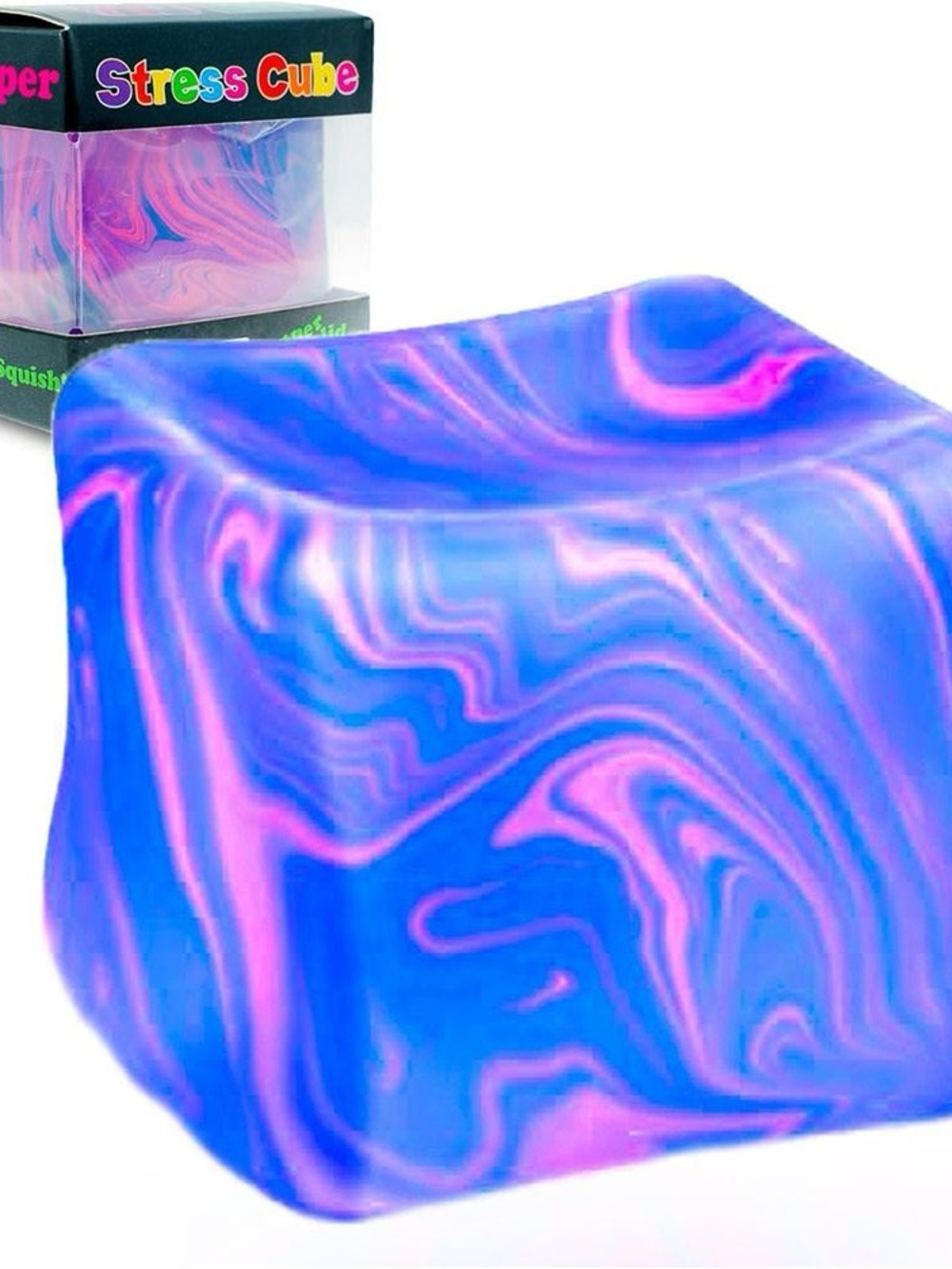 Super Stress Cube Blue & Pink Marble Squishy Fidget Toy